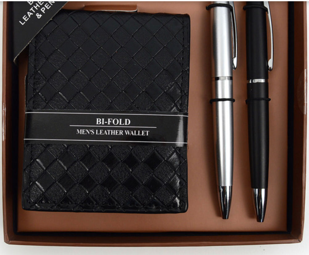 BI- Fold Wallet Leather Wallet with Pen