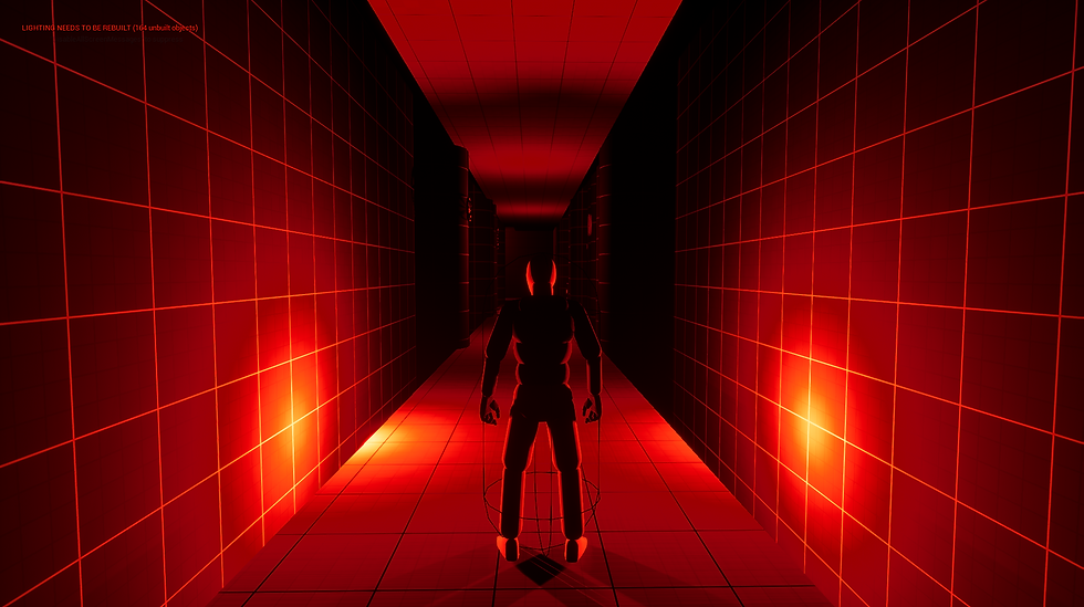 The Line Level edge lighting the character