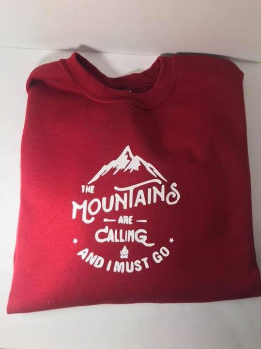 "The Mountains are Calling" Garnet Crewneck Sweatshirt