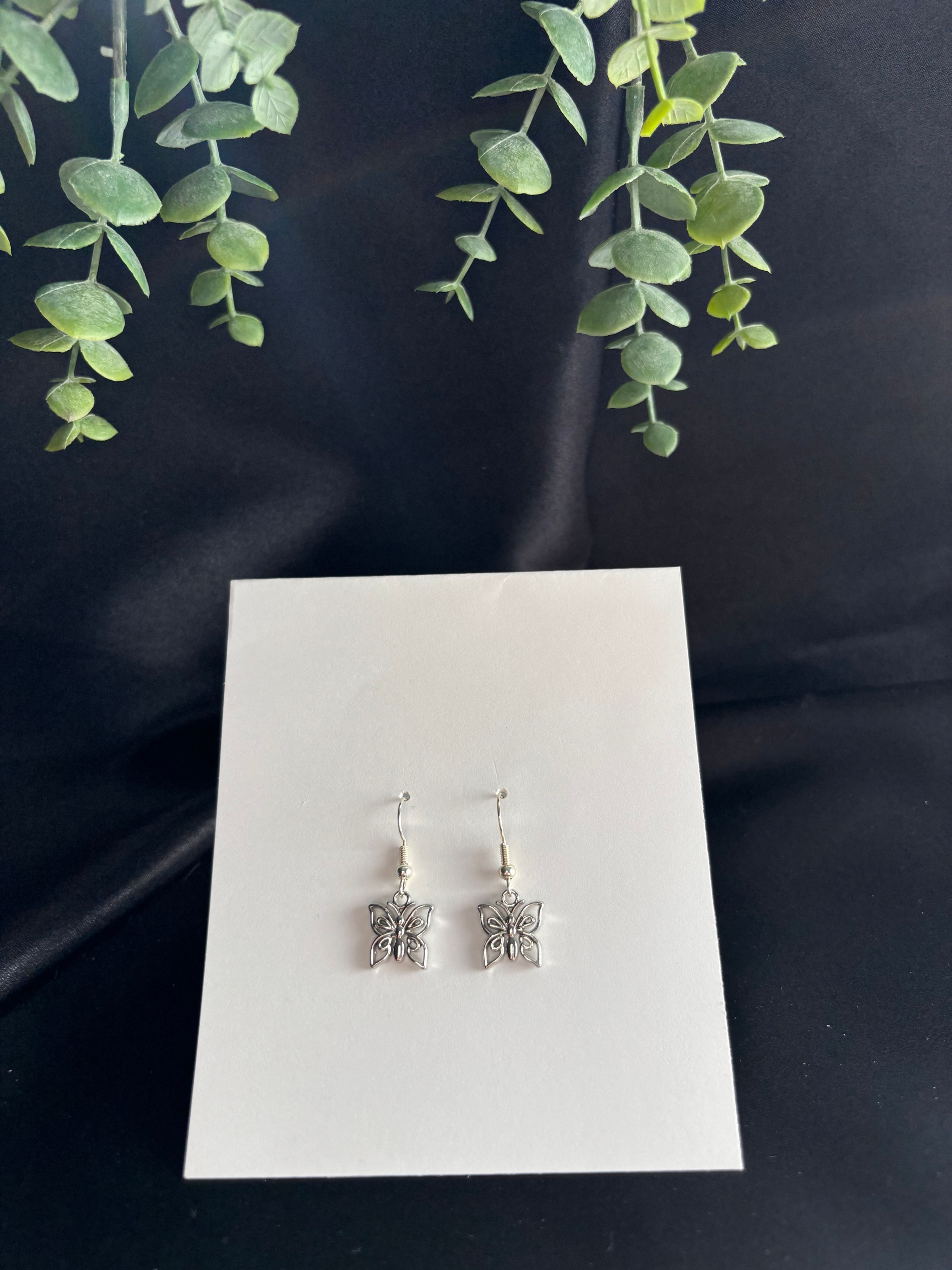 silver butterfly charm dangles