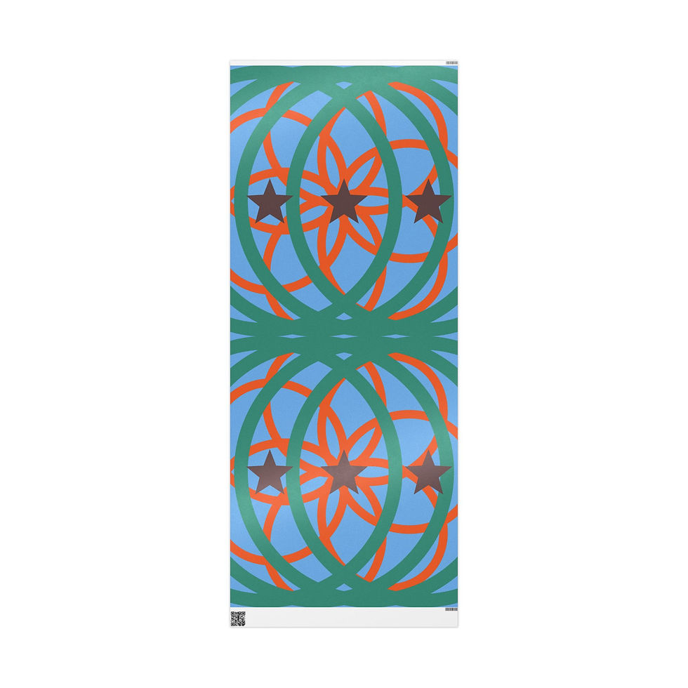 Thumbnail: Abstract Retro Waves Wrapping Paper Roll — Blue, Orange & Green Gift Wrap