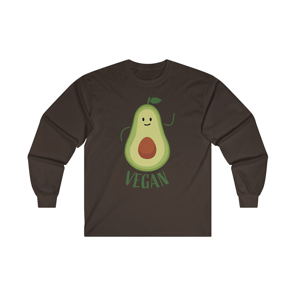 Thumbnail: Ultra Cotton Long Sleeve Tee a vegan print and half avocado image with cartoonish eyes