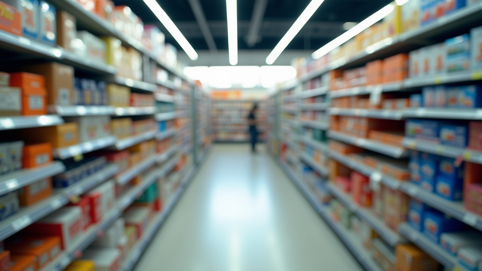 High angle view of a clutter-free retail store aisle
