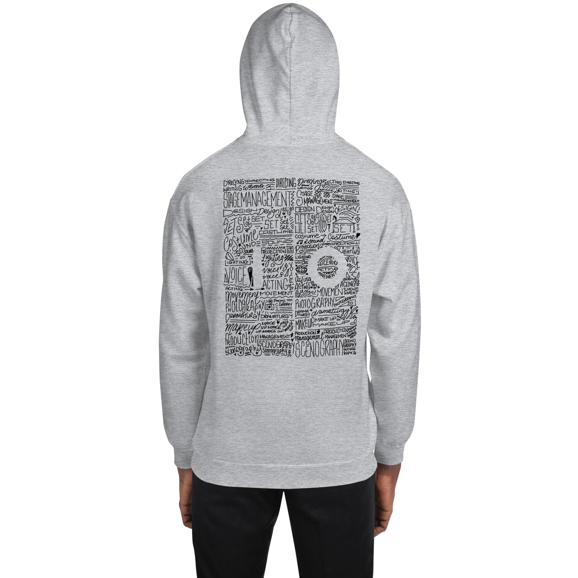 Unisex IO Scribble Hoodie Black Text