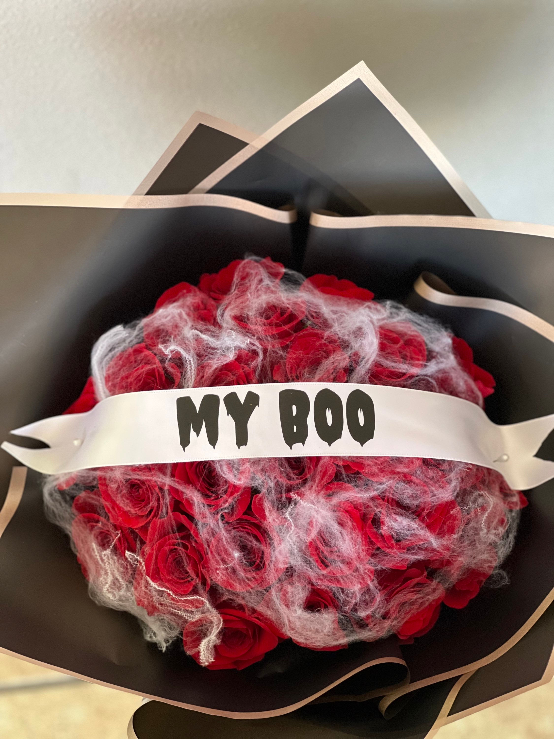 MY BOO SPIDER WEB TWO DOZEN BOUQUET 