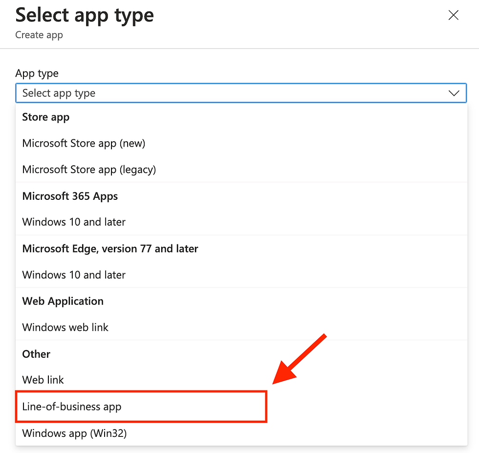 Microsoft Endpoint Manager (Intune) Line-of-Business (LOB) App Type