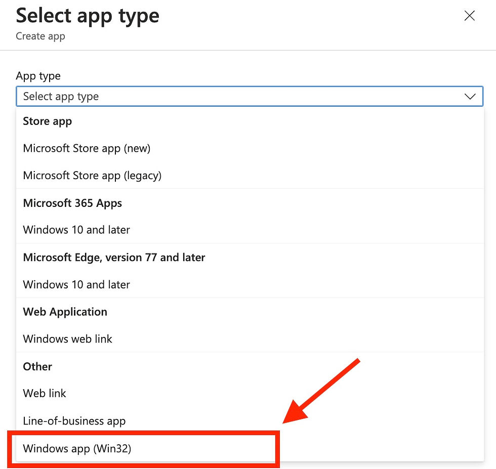 Microsoft Endpoint Manager (Intune) Win32 App Type
