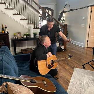 Director Corey Frizzell & 90s country star Ken Mellons on the set of Still The Jukebox Junkie