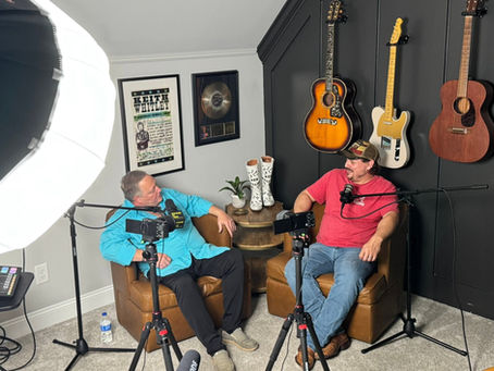 Ken Mellons with Andrew Pope recording the Pickin’ It Out podcast