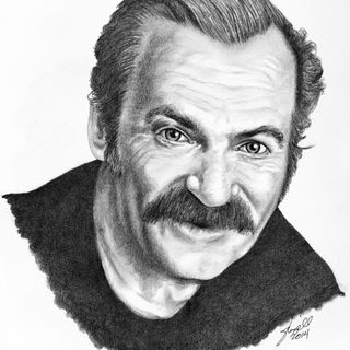 Original Vern Gosdin portrait by Corey Frizzell, created in graphite, on 16x20" illustration board. Original owned by private Rodney Collins (Music City Bar & Grill & Troubadour Nashville)