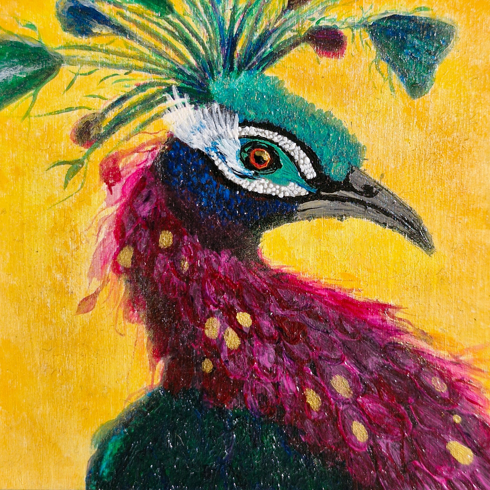 Quadrinho Pavão 10x10 — Arte Manual Decorativa