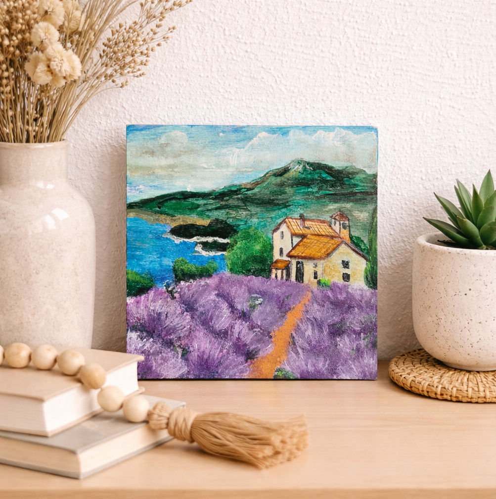 Quadrinho Provence Pintado à Mão 10×10 cm
