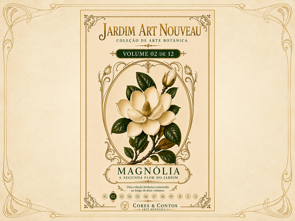 Miniatura: Arte botânica de magnólia em estilo Art Nouveau, Volume 02 da coleção Jardim Art Nouveau