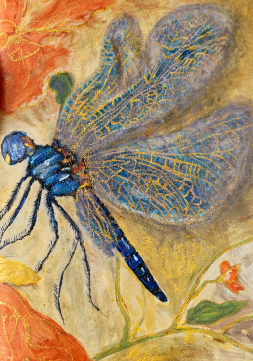 Agenda Artesanal Pintada à Mão – Libélula Art Nouveau