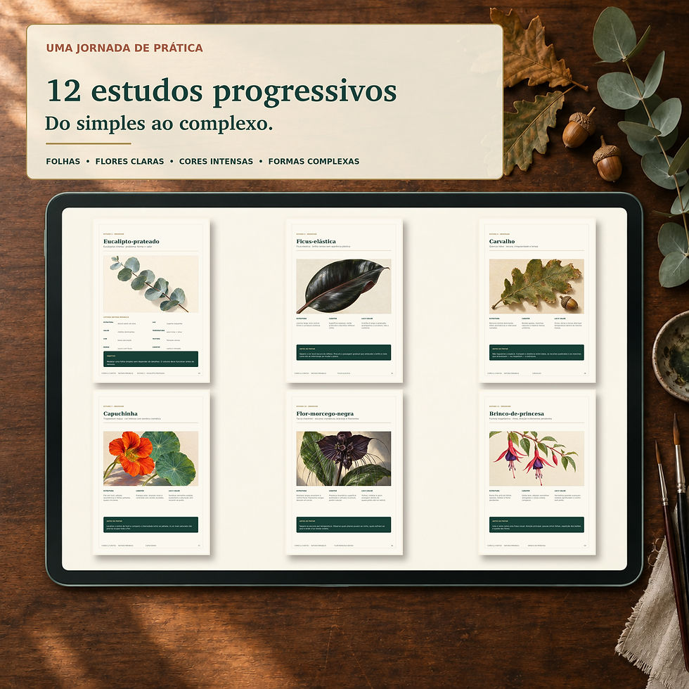 Miniatura: Caderno digital no tablet com 12 estudos botânicos progressivos