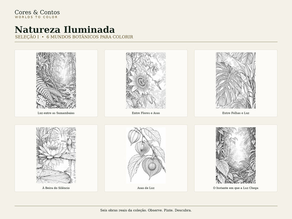 Miniatura: Natureza Iluminada — Seleção I | 6 Mundos Botânicos para Colorir