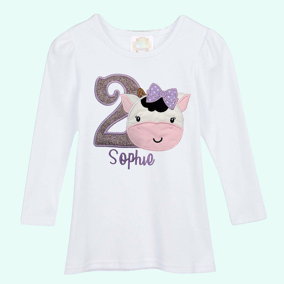 Thumbnail: Cow Birthday Shirt for girls Cow Personalized Shirt. Toddler Girl Shirt. Embroid