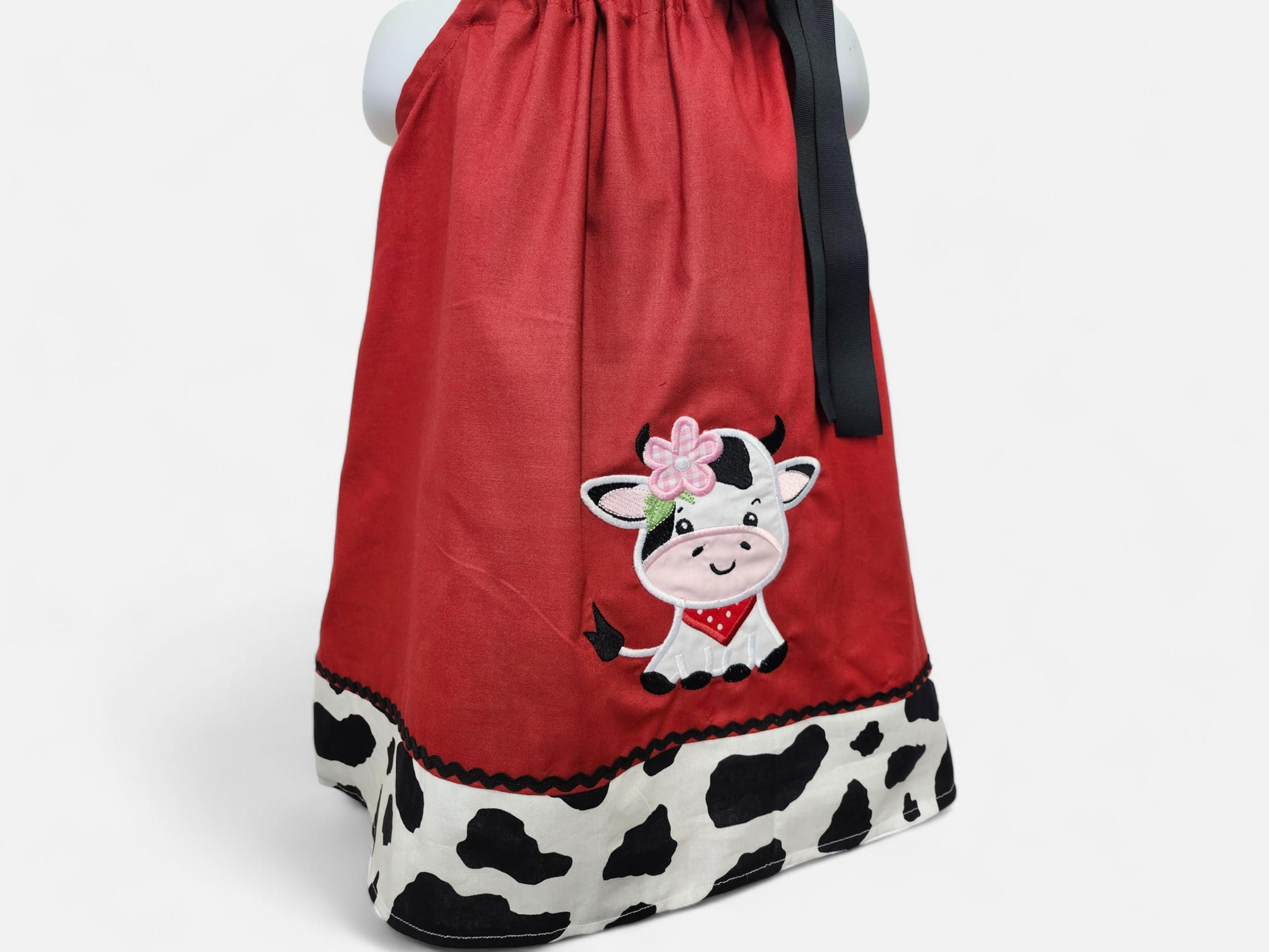 Cow pillowcase girls dress, Birthday Cow dress, Moo pillowcase dress,