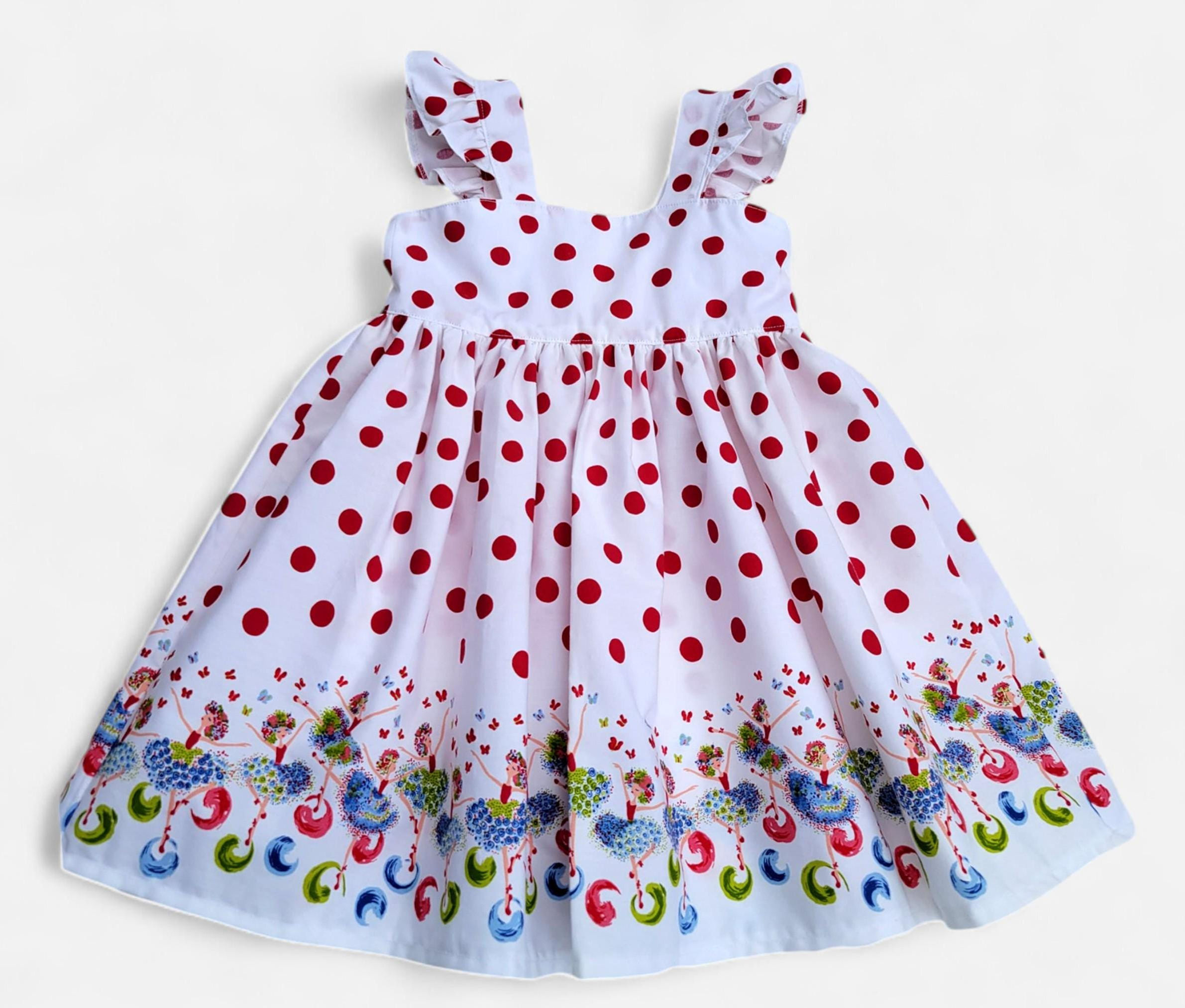 Polka dots and ballerinas girls dress, Girls ballerinas birthday dress, Birthday