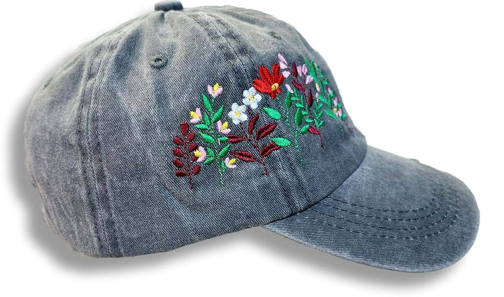 Thumbnail: Embroidered hat wild flower embroidered baseball caps, ladies beach ballcaps