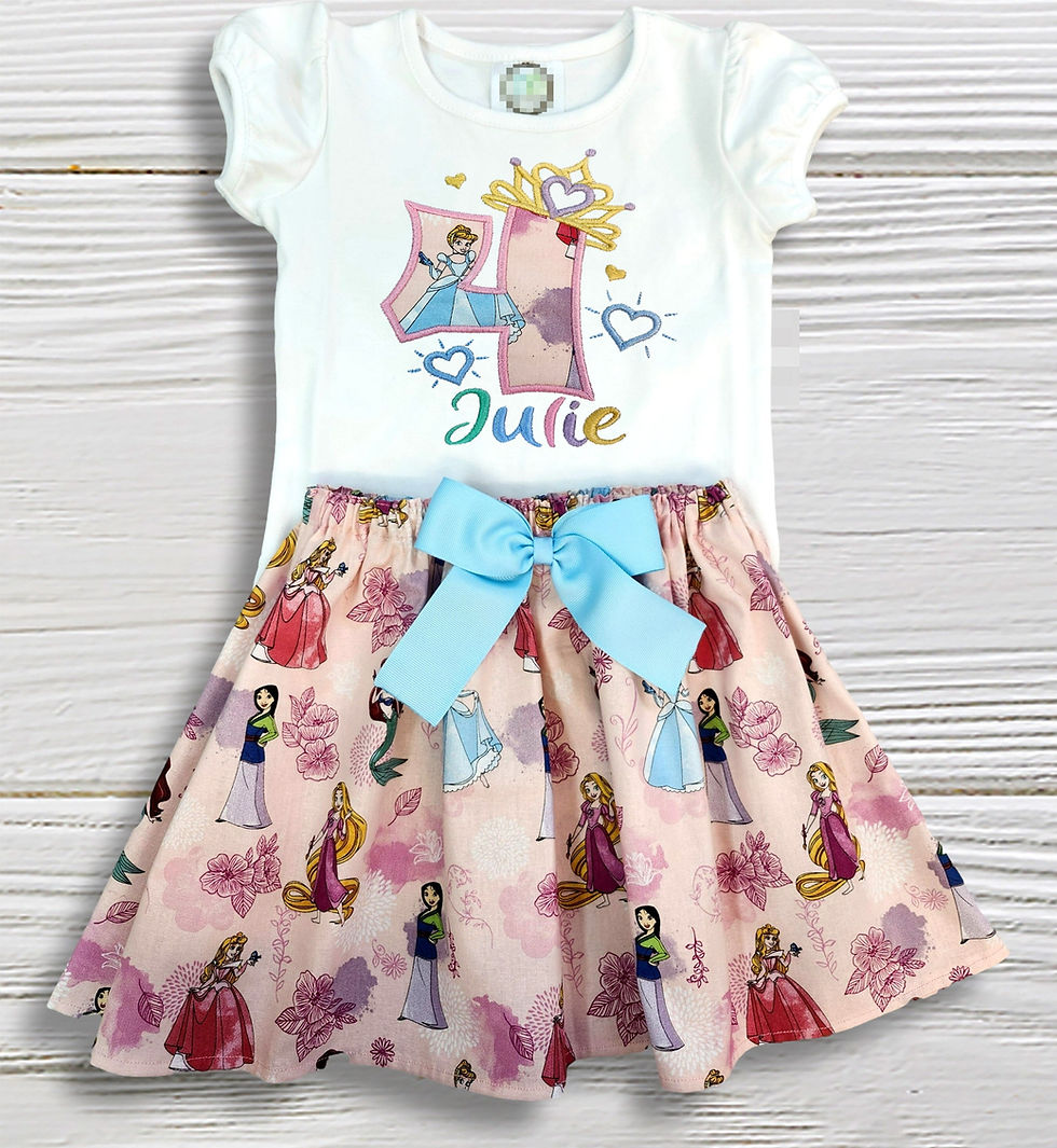 Thumbnail: Princess inspire outfit with age, Personalized birthday skirt & shirt, Girls age