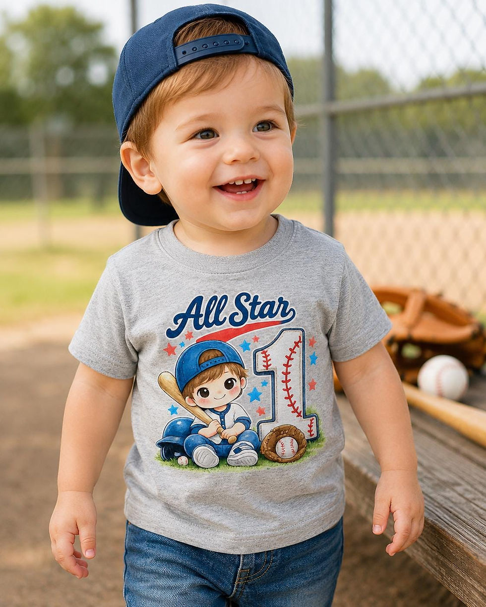 Thumbnail: 1st Birthday Baseball Shirt, All Star One Toddler Tee, Boys First Birthday Baseb
