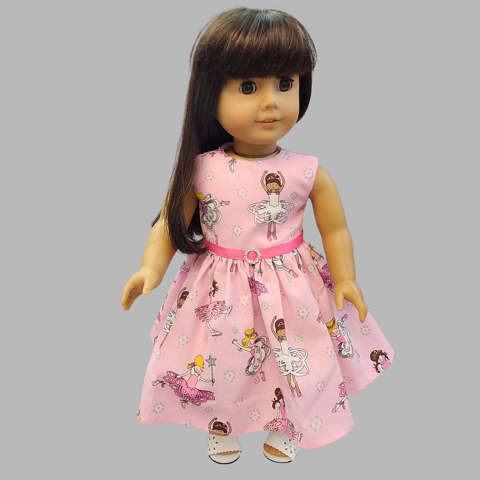 Thumbnail: Pink Ballerina Print Doll Dress  18 in Doll Dress  Pink Doll Clothes  18in Doll