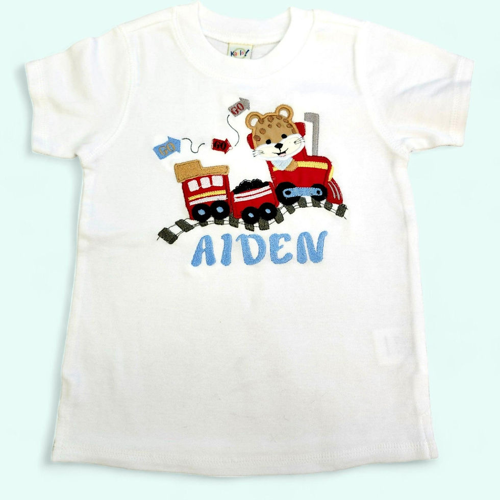 Thumbnail: Personalized Birthday Train Shirt | Boys Tee | Embroidered T-Shirt |
