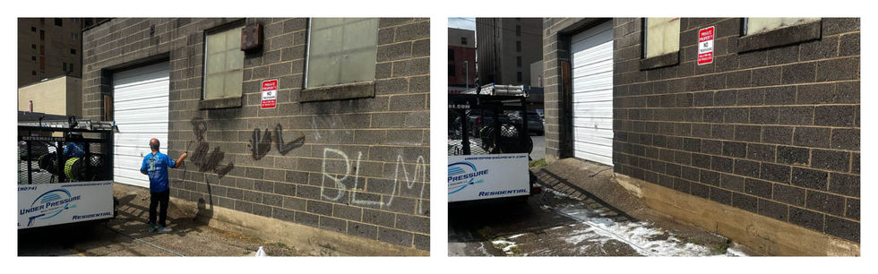 Before & After images of Graffiti Removal.