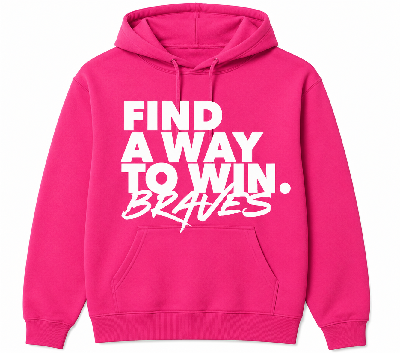 Hot Pink w/White Letters Braves Hoodie