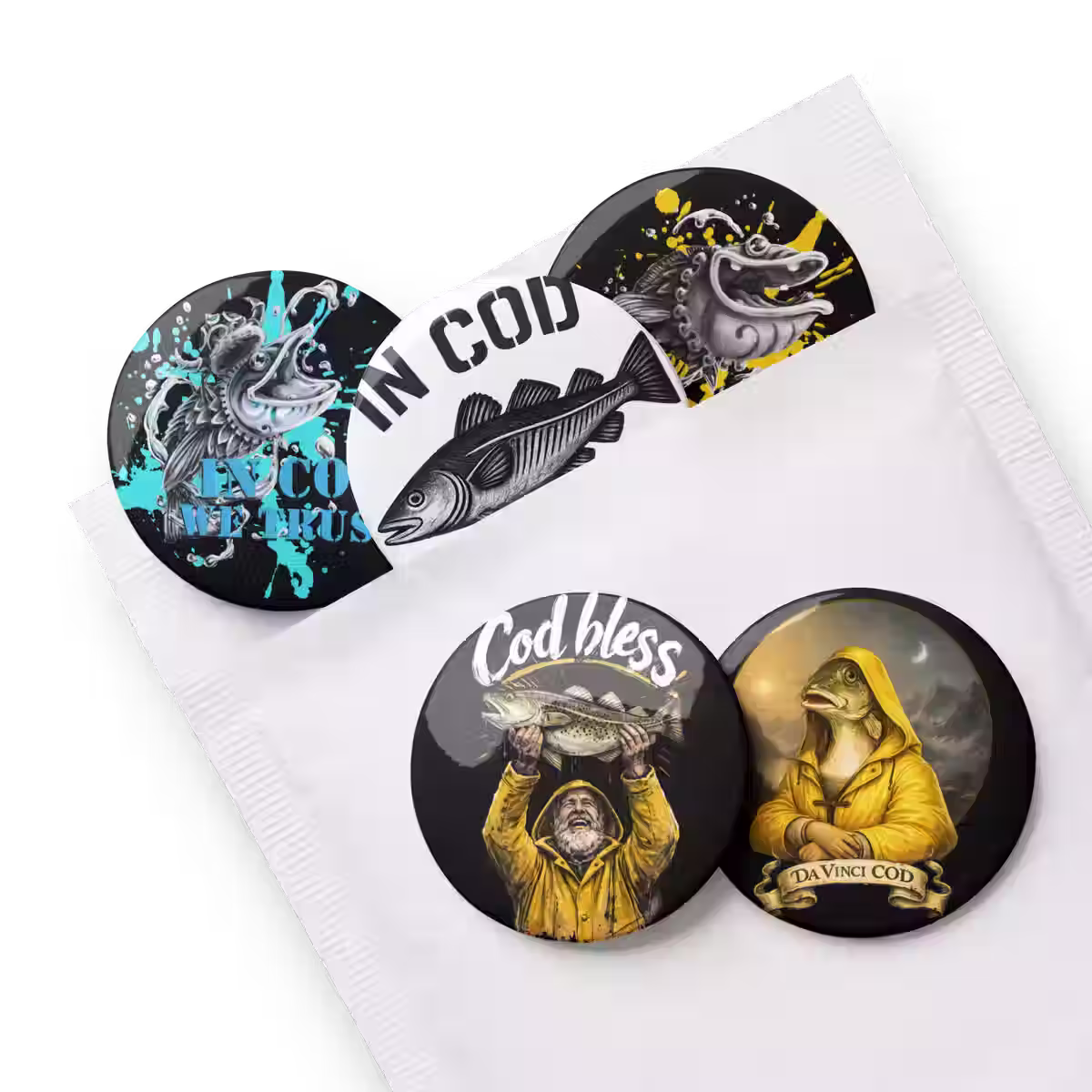 Set of 5 badges - Cod bless