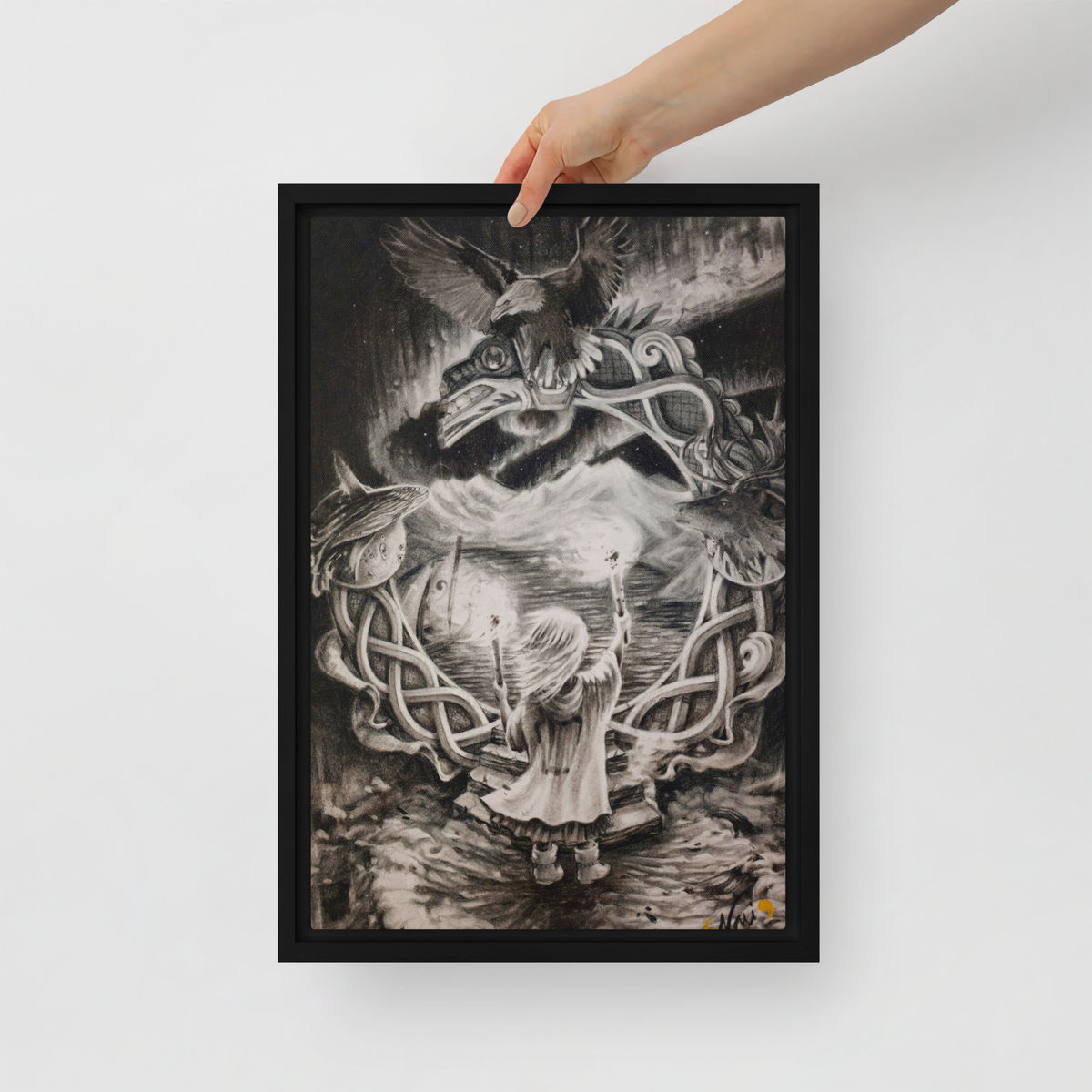 Framed canvas - Arctic charcoal series black and white