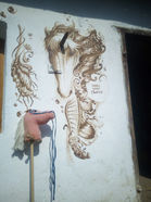 Enhjørning, nouidestiny, Noui, monokromatisk maleri, Slovenia, Hest, fantasimaleri