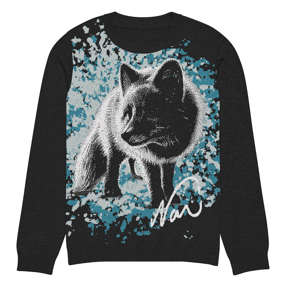Norwegian Arctic fox on knitted sweater