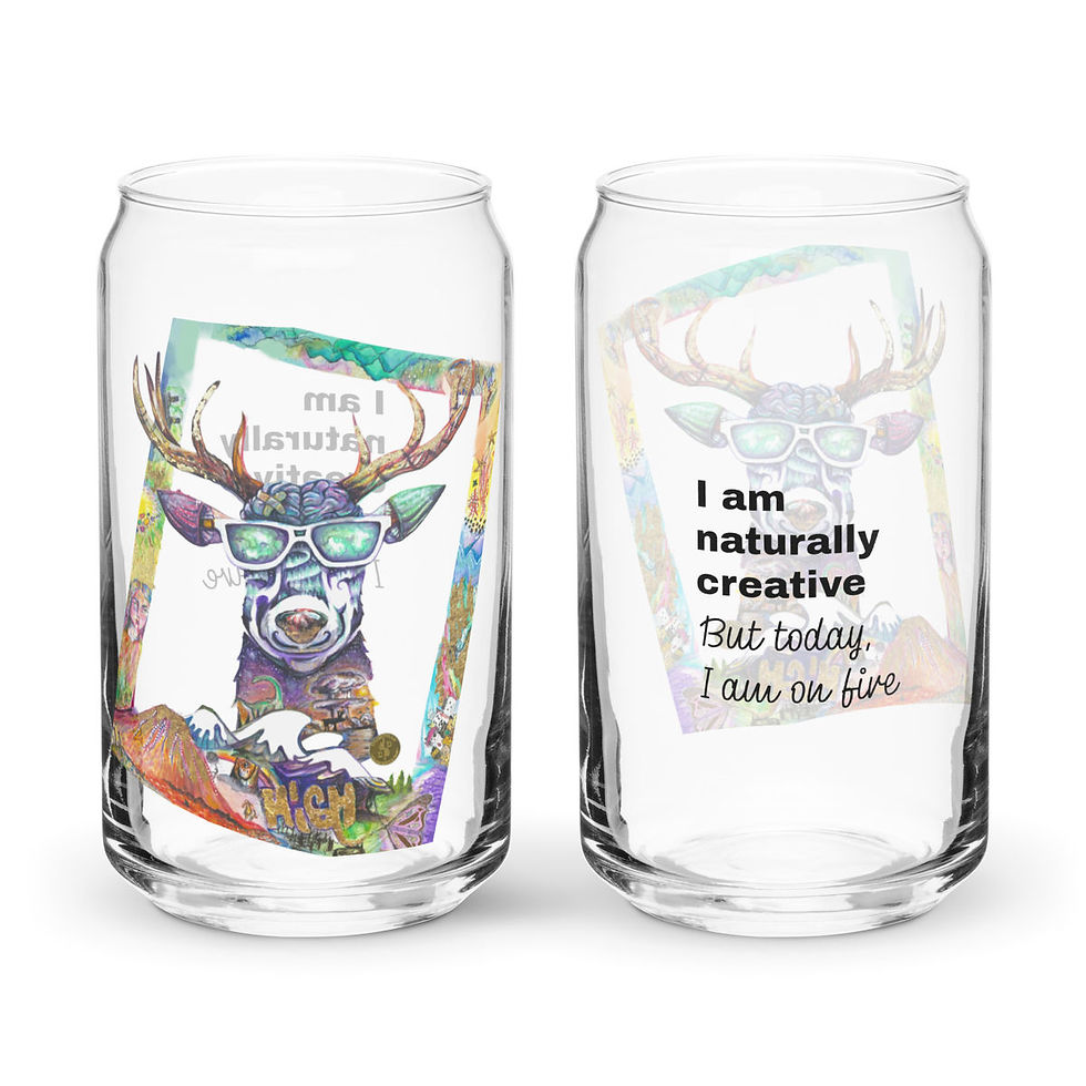 Thumbnail: Sip glass featuring a creative reindeer in sunglasses.