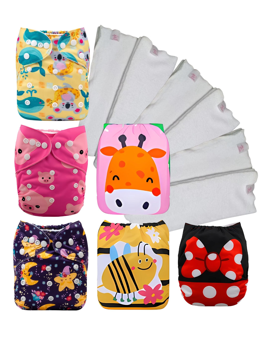 6 Fraldas Ecológicas Menina+ 6 absorventes em melton
