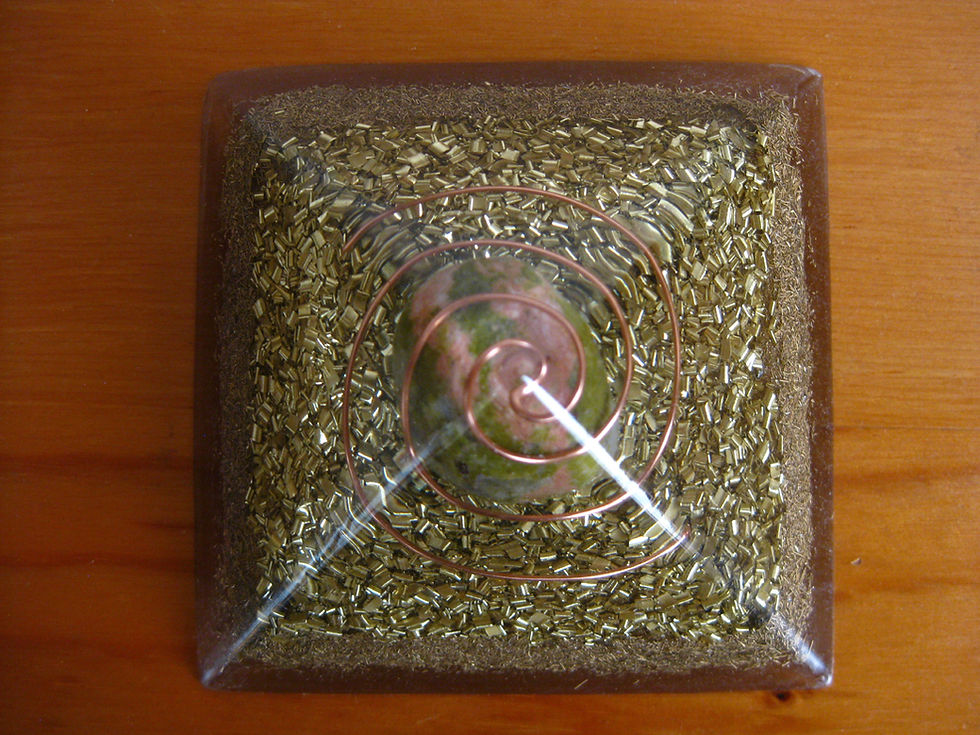 Thumbnail: Small Unakite Orgonite Pyramid