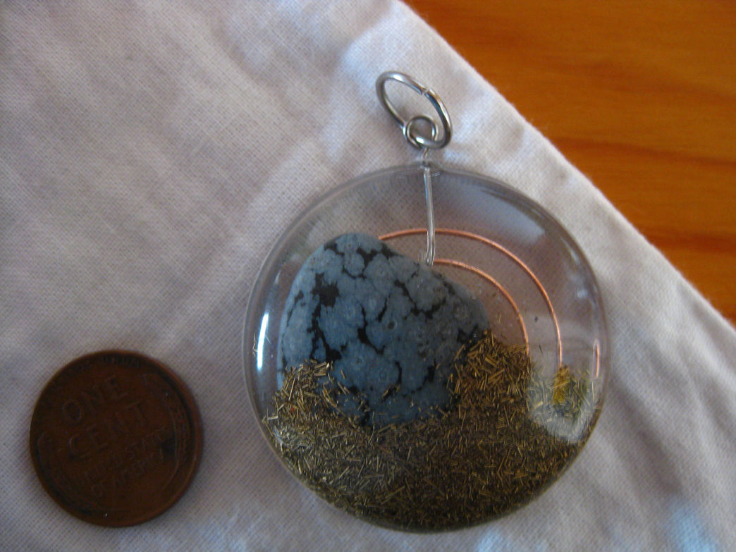Snowflake Obsidian Round Orgonite Pendant