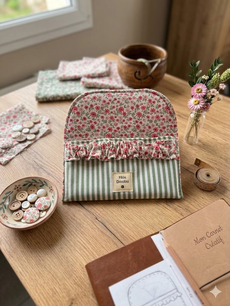 Miniature : Pochette Iris rayure romarin 