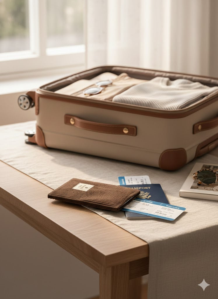 Miniature : Protège passeport velours marron