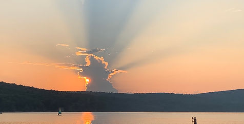 Lake scene at sunset