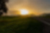 Sonne auf Dorf im Nebel