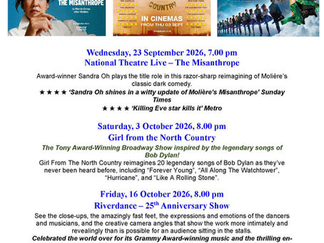 Event Highlights September - October at Crail Community Hall