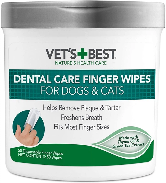 Серветки для догляду за ротовою порожниною Vet's Best Dental Care Finger Wipes для собак 