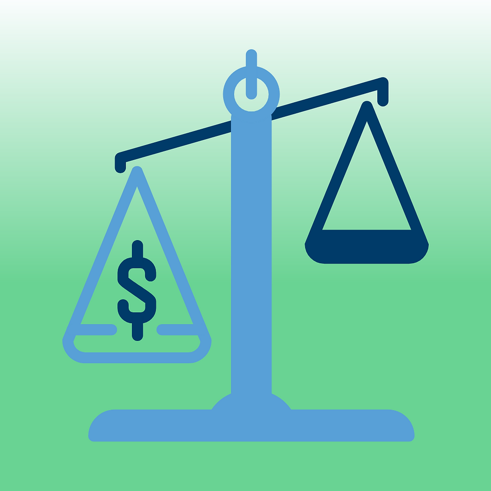 image of scales, with a dollar symbol on the left scale