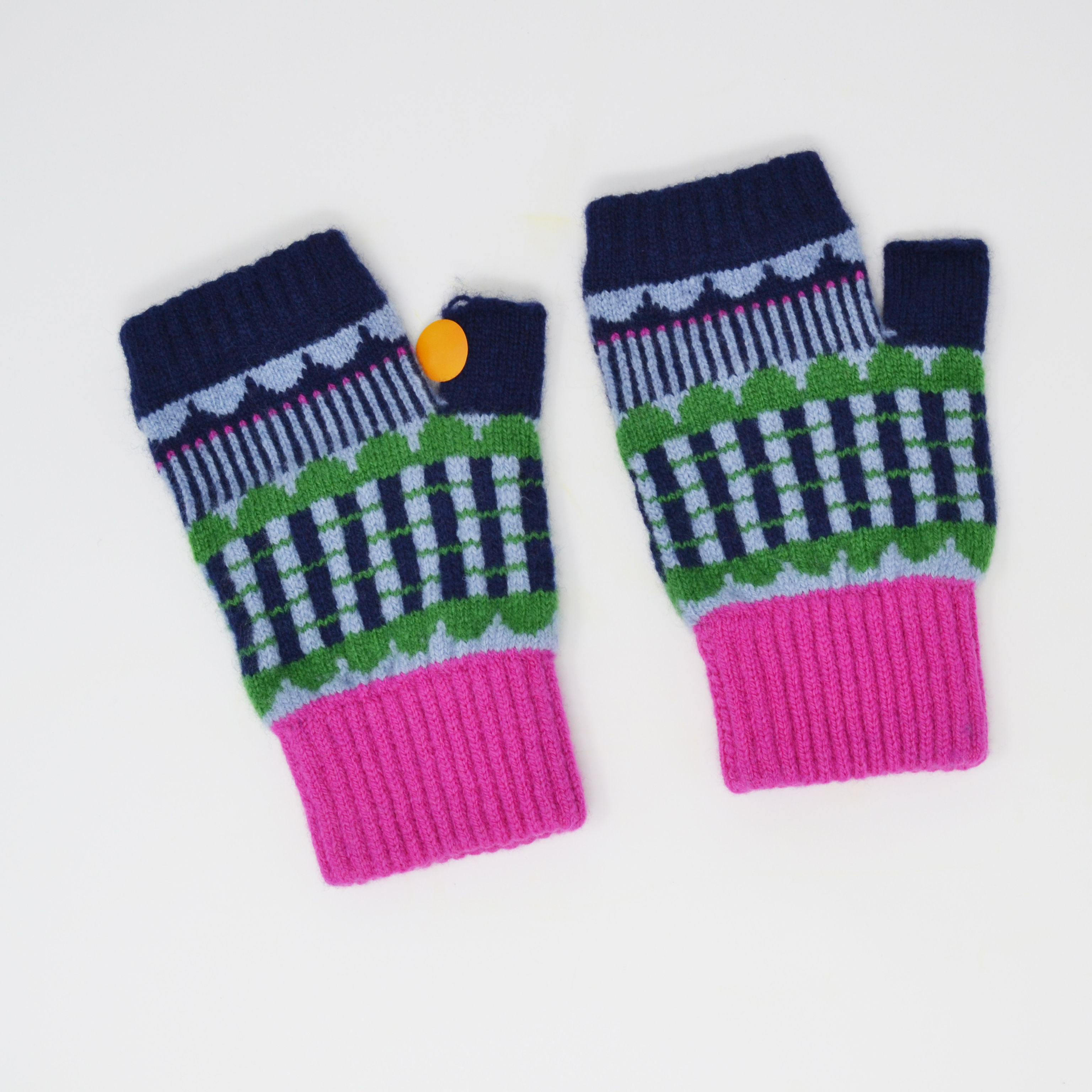 Navy  FLORA GLOVES, pink  RIB - Seconds