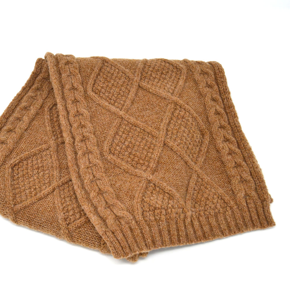 Thumbnail: Brown cable knit Lambswool scarf