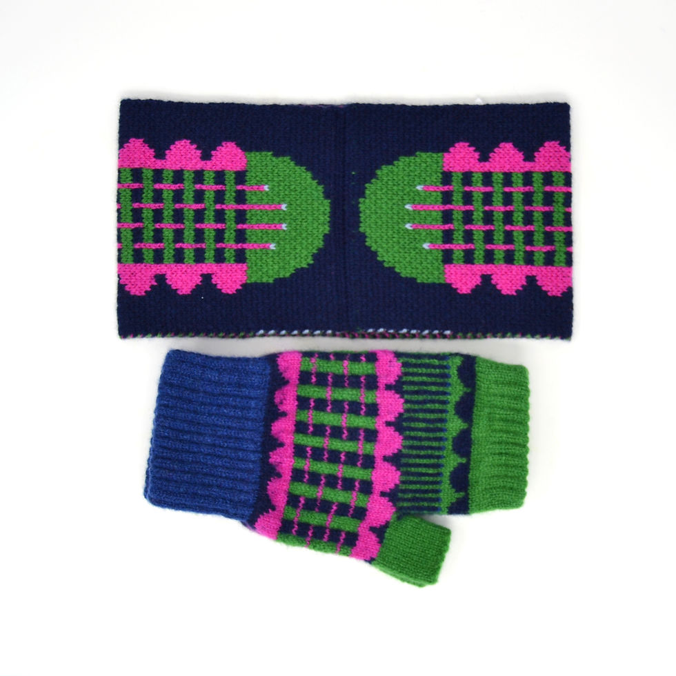 Thumbnail: Green Flora wrist warmers