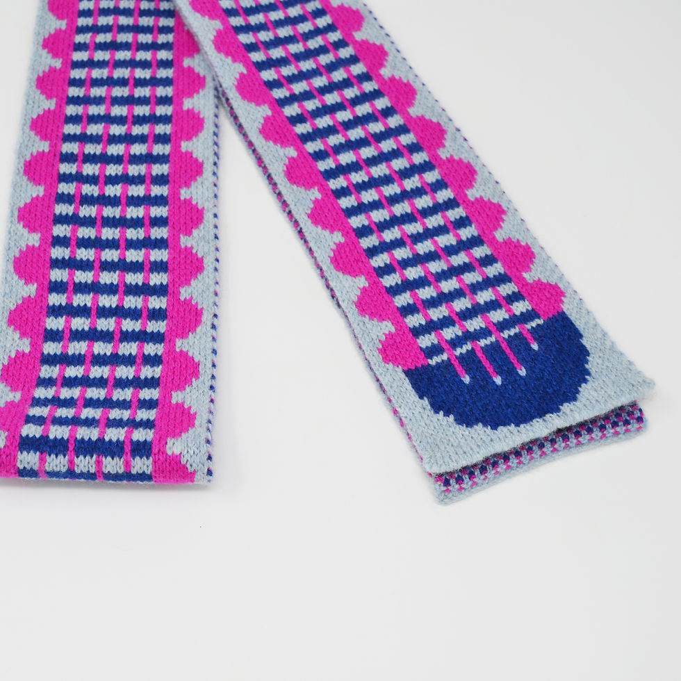 Thumbnail: "Flora" pink, light blue -Lambswool scarf