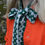 Thumbnail: " Half circle" GREEN/GREY skinny scarf